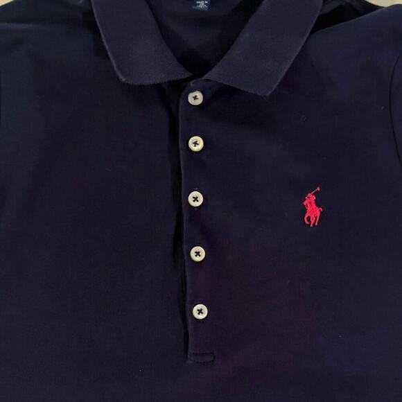 Ralph Lauren Navy Polo Shirt Dress Sporty Preppy Cotton Knit Short Sleeve M - Picture 2 of 7